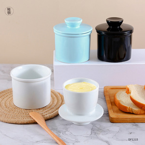 Pot <span class=keywords><strong>à</strong></span> beurre en céramique <span class=keywords><strong>à</strong></span> tartiner avec couvercle pour comptoir de fête, ligne d'<span class=keywords><strong>eau</strong></span>, plat <span class=keywords><strong>à</strong></span> beurre - Product Image 2