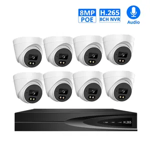 Kamera CCTV keamanan nirkabel 4K 8MP, sistem kamera PoE keamanan kamera PTZ WIFI pelacakan manusia otomatis