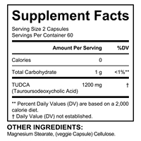 Suplemento de Ácido Tauroursodeoxycólico de 1200 mg para la Salud del Hígado, Marca Privada, Sin Gluten, Vegano, Apoyo al Metabolismo, Cápsulas TUDCA