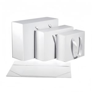 Boîte cadeau rigide pliable personnalisée, structure enveloppe, emballage en carton avec poignée en ruban pour utilisation en vente au détail - Product Image 3