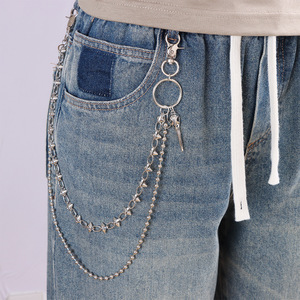 Chaîne de taille double couche cloutée pour homme Yueli en alliage de zinc, style hip-hop décontracté, avec pendentif tête d'oiseau et design à pointes - Product Image 2