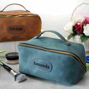 Nouveau design étui à cosmétiques de voyage en cuir suédé trousse de toilette organisateur de pochette de maquillage beauté personnalisé pour femmes - Product Image 1