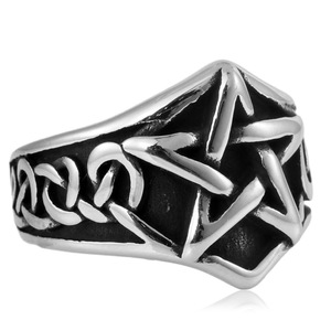yunnique Men's Stainless Steel Five Pointed Star <b>Ring</b> Retro Style Jewelry Gift For Him - Product Image 3