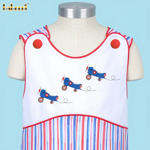 Conjunto de Pantalones Cortos de Otoño para Niño con Estampado de Avión, Personalizado OEM ODM, Hecho a Mano, de Algodón Tejido, con Botones a Presión, Blanco, Fabricante Mayorista BC1286 - Product Image 1