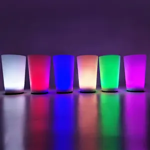 12Oz, 14Oz Vloeibare Geactiveerde Led Gloed Verlichte Beker In De Donkere Plastic Knipperende Drink Biermokken Voor Bar Nachtclub Feestartikelen