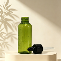 Flacon compte-gouttes PET 100 ml vert, très demandé, pour sérum cosmétique avec pipette, pour emballage d'huiles essentielles et de soins de la peau, personnalisable OEM
