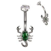 Anneau de nombril en titane implantable ASTM F136 CZ, motif scorpion central