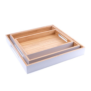 Japanese-style <b>bamboo</b> tray tea <b>table</b> with handles, suitable for home use, hotels, restaurants, serving dishes, rectangular - Product Image 2