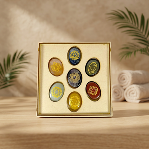 Ensemble de 7 chakras Zibu, ensemble de 7 cristaux chakra, pierres semi-précieuses naturelles avec symboles dans une boîte en bois pour la méditation - Product Image 4
