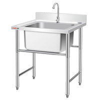 Équipement de restaurant au design moderne, évier carré simple en acier inoxydable 201 304 assemblé sur table de cuisine