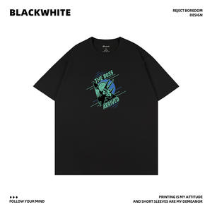 Camiseta de Jersey 100% Algodón para Hombre Qneckwhite, Negra, Manga Corta, Transpirable, Estilo Urbano Q96 - Product Image 3