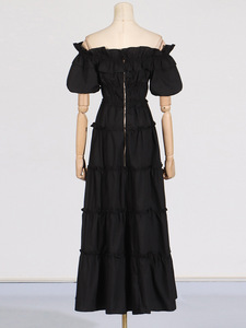 Gaun Prom Formal Terbaru Rok Bermotif Bunga Desain Spot Supplies Gaun Hitam untuk Acara Malam - Product Image 6