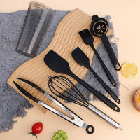 Ensemble de spatules de cuisson en silicone 7 pièces avec tasse à mesurer séparateur d'oeufs en plastique et fouet pinces de cuisine ustensiles de cuisine