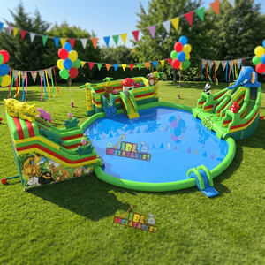 Parc aquatique gonflable personnalisé Jungle World, aire de jeux aquatique gonflable avec toboggans aquatiques et piscine à jets d'eau pour divertissement en plein air - Product Image 3