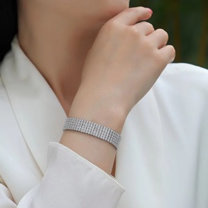 Bracelet tennis de luxe 5 rangs en moissanite, plaqué argent 925 avec <span class=keywords><strong>or</strong></span> blanc, forme carrée glacée 2mm, certifié GRA pour femme - Product Image 2