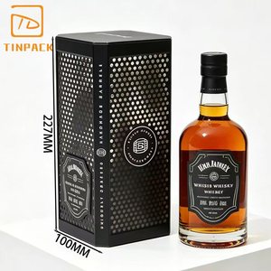 Caja de Metal Negra de Alta Gama Personalizada con Logotipo Impreso para Whisky, <span class=keywords><strong>Vodka</strong></span> y Tequila, Envase de Metal para Vino, para Regalos de Lujo - Product Image 1
