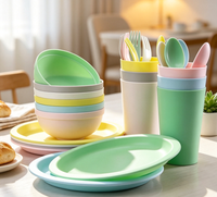 Ensemble de vaisselle pour enfants en plastique incassable, assiettes, bols, tasses, couverts pour tout-petits