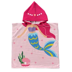 Children Cartoon Hooded Cloak Beach Towel Microfiber Kids Swimming Bath Towel