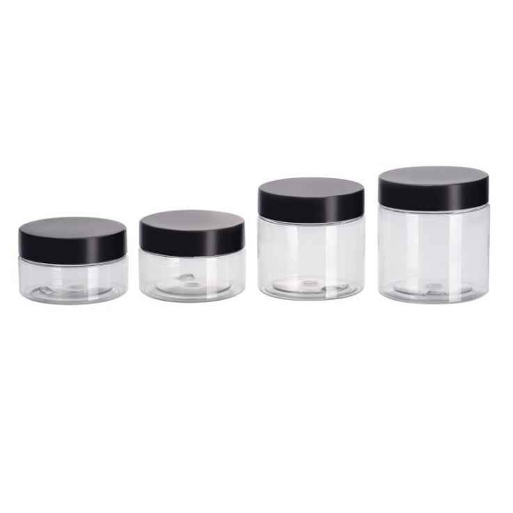 50ml 100ml 120ml 150ml 200ml 250ml 4oz 8oz Clear Plastic Pet Container Food Jar With Custom Plastic Lid Metal Lid