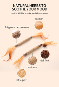 <b>Cat</b> <b>Chew</b> Stick Eco Friendly Sisal Stick Teeth Cleaning <b>Cat</b> Stick Feather Decorated <b>cat</b> <b>Toy</b> Stress Relief <b>Cat</b> Sisal <b>cat</b> Stick - Product Image 4