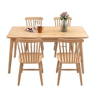 Solid Wood <b>Dining</b> Table <b>Set</b> 4 Piece Rectangular Nordic Style <b>Space</b> <b>Saving</b> <b>Dining</b> Room Furniture - Product Image 5