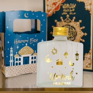 Frosted Glass <strong>Bottle</strong> with Gold Foil Print, Hajj Umrah Eid Ramadan Mubarak Muslim Festival Empty Gift <strong>Bottle</strong> for Party Favor - Product Image 3