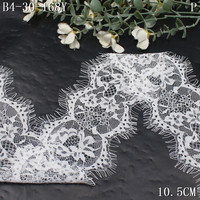Bande de dentelle pour cils 10 cm, douce, noire et blanche, tricotée, motif floral français, dentelle Chantilly pour vêtements de nuit, lingerie, sous-vêtements, robes