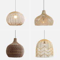 Lampe à Suspension E27 Tissé à la Main en Bambou et Rotin Abat-Jour Lumière Naturelle, Petites à Grandes Tailles, pour Usage Domestique, Salle à Manger, Bar