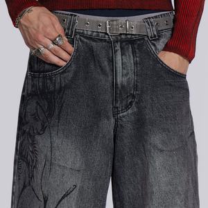 กางเกงยีนส์ทรงแบ็กกี้สไตล์วินเทจสำหรับผู้ชาย พิมพ์ลายตามสั่ง MOQ ต่ำ - Product Image 5