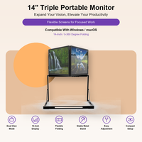 Nouvel arrivage 2026 : Moniteur portable triple écran 14 et 15,6 pouces FHD IPS en alliage d'aluminium pour ordinateurs portables professionnels Windows et Mac