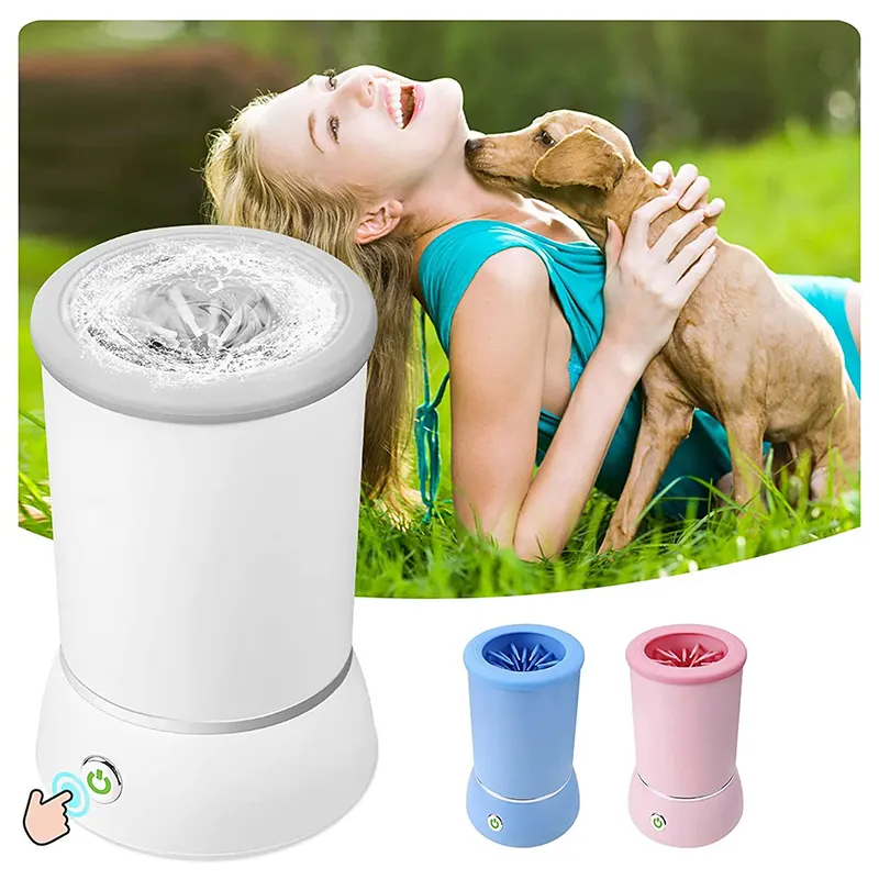 Venda quente Eco-Friendly Pet Cleaning USB Recarregável Elétrico Automático Dog Paw Cleaner Com Escovas De Silicone