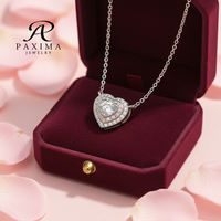 Collar de Plata de Ley 925 con Diamante Cultivado en Laboratorio Certificado por IGI, con Engaste Halo y Pequeño Diamante Redondo, Ideal para Vacaciones