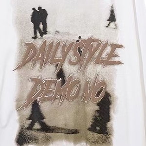 T-shirt à manches longues surdimensionné DAILYSTYLE <span class=keywords><strong>DEMO</strong></span> sans motif, imprimé slogan, multicolore, décontracté, unisexe, streetwear, tissu 220g, col rond - Product Image 4