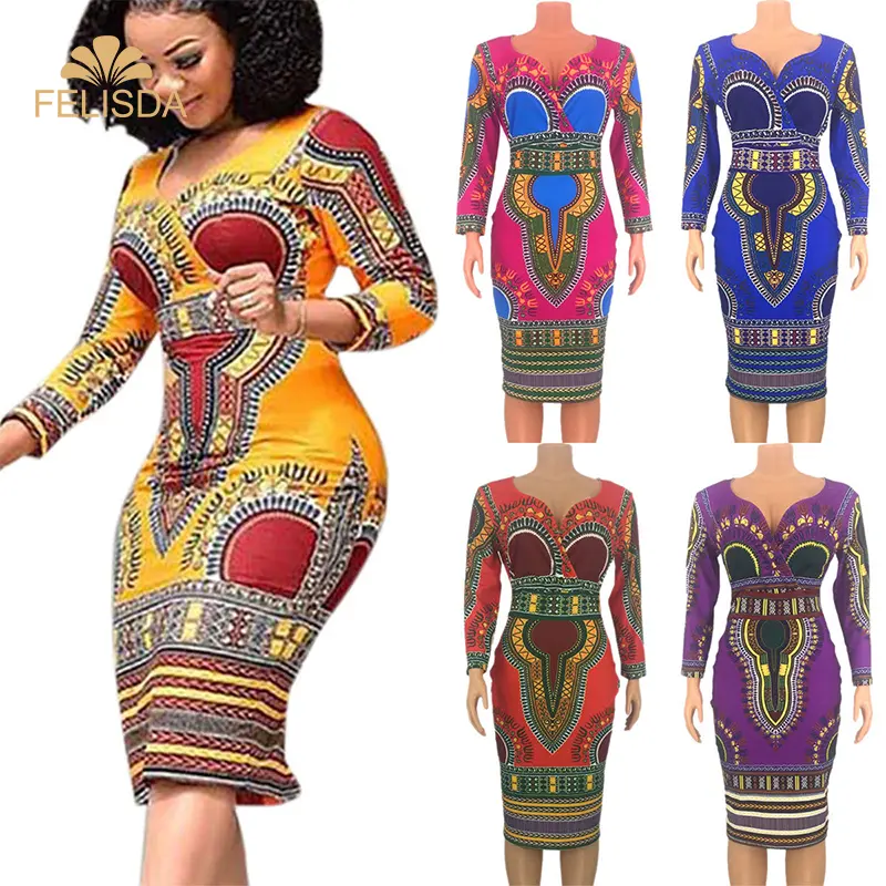 Vestido largo africano de talla grande para mujer, Ropa Étnica Africana estampada, moda de verano, 2020