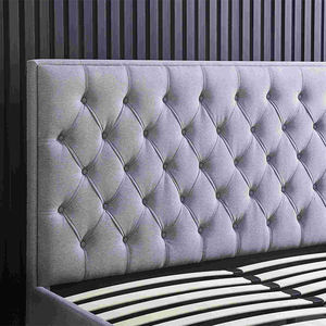 Cama Moderna Tapizada con Cajones de Almacenamiento, Tamaño Queen, Tela Gris, Cama Suave con Láminas de Madera - Product Image 6