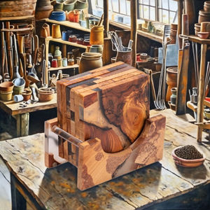 Noyer Résine Pin Coaster Service À Thé Accessoires Gravé À La Main En <span class=keywords><strong>Bois</strong></span> Art Artisanat Décorations pour La Maison pour Table et Titulaire - Product Image 3