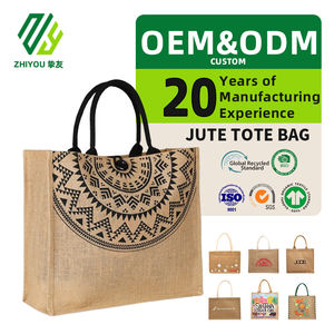 <span class=keywords><strong>Borsa</strong></span> in Tela di Cotone e Juta Gialla Personalizzata, Dipinta a Mano, Portatile, per Shopping e Regali, con Logo Stampato per Donne - Product Image 1