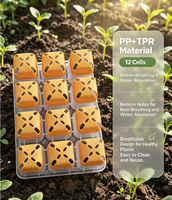 Plateau de semis 12 cellules en PP+TPR double matériau avec trous de drainage pour l'aération des racines, kit de germination de plantes réutilisable et flexible