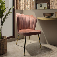 Chaises de salle à manger et de salon, meubles de maison, dossier en velours rose à fleurs, chaise d'appoint avec pieds en chrome doré