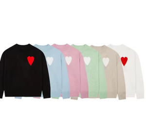 Cardigan Lavorato a Maglia Personalizzato <span class=keywords><strong>Ami</strong></span> ODM, Nuovo Modello Autunno/Inverno, Jacquard con Grande Cuore, Scollo a V, <span class=keywords><strong>Maglione</strong></span> Ampio da Uomo in Lana, Maniche Lunghe, Antirughe - Product Image 1