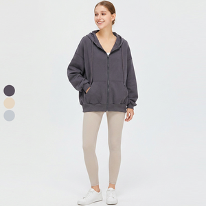 Vente en gros de fournisseurs de sweats à capuche zippés avec logo personnalisé vierge de haute qualité, pulls à capuche à double poche pour femmes - Product Image 1