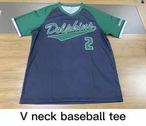 Vente en gros de t-shirts PURE à col en V personnalisés, 2 boutons, impression classique par sublimation, chemises en jersey de baseball boutonnées, tenues uniformes - Product Image 6