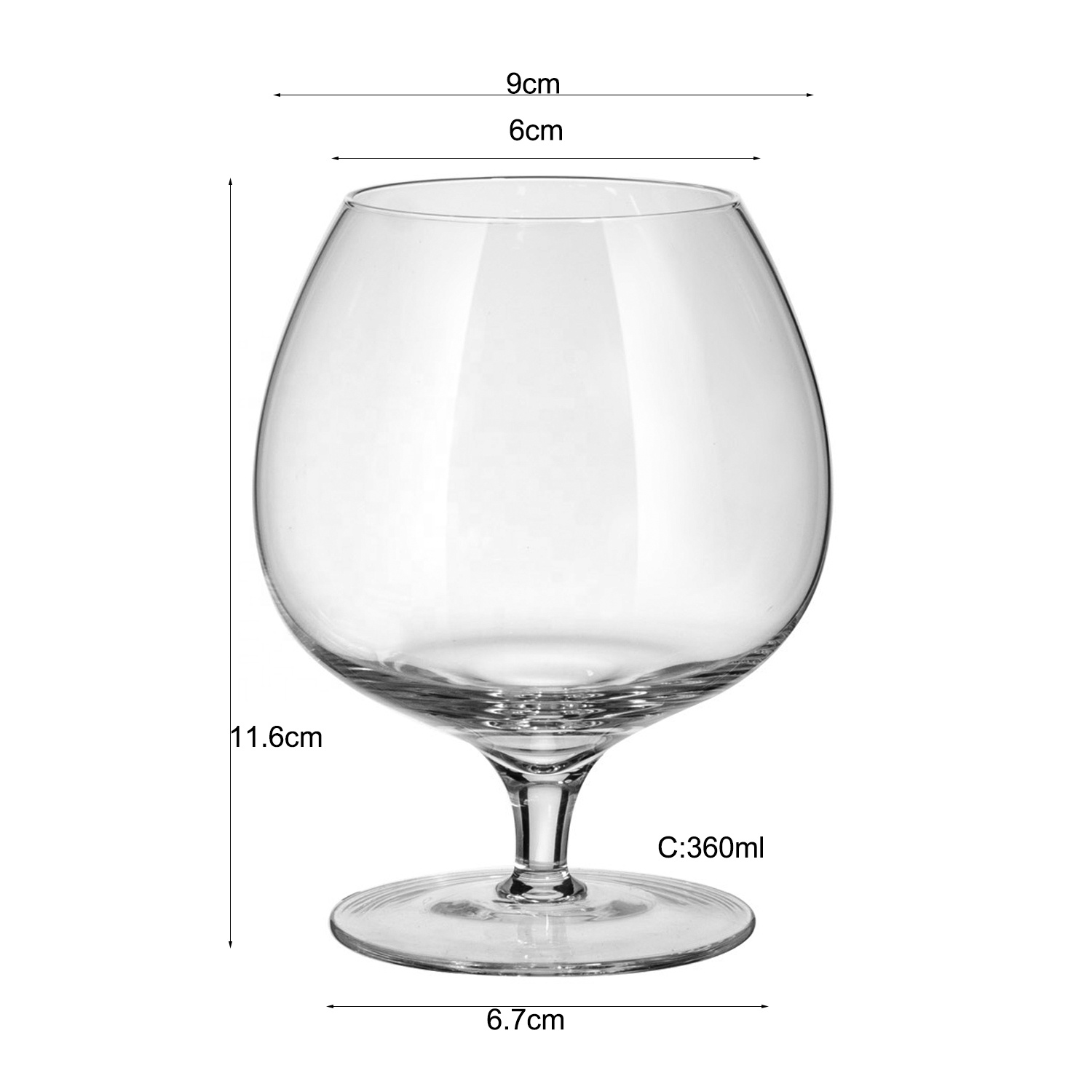 カスタムロゴコニャックスニフターグラスカップショートステム