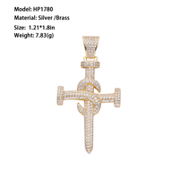 Pendentif Croix Créatif Hip-Hop Vintage Islamique Religieux Personnalisé en Argent Plaqué Or Rose/Platine avec Zircon