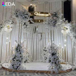 LEDA Wedding Furniture Stainless Steel Decoration Luxury Golden Mirror Wedding Arch Background - Product Image 1