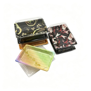 YSDisposable Vassoi in PET Nero con Coperchi Trasparenti, Scatole Rettangolari Personalizzabili con Logo, per Sushi Giapponese, Confezioni per Alimenti e Zucchero, Design Lussuoso - Product Image 5
