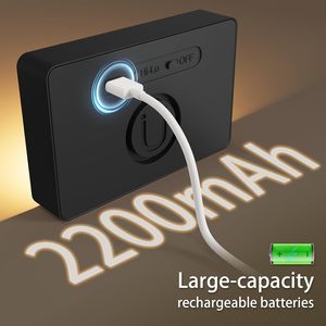 USB Rechargeable LED Wall Lamp Sensor Control Black Plastic Minimalist Design 2700K Warm White <b>Light</b> Wall Mounted for Bedroom - Product Image 4