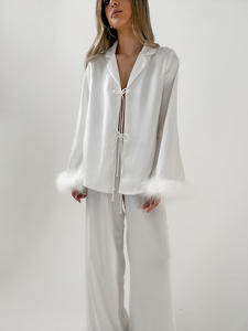 <span class=keywords><strong>Pijama</strong></span> <span class=keywords><strong>de</strong></span> poliéster para mujer, conjunto largo con <span class=keywords><strong>piel</strong></span> sintética, Conjunto <span class=keywords><strong>de</strong></span> <span class=keywords><strong>pijama</strong></span> <span class=keywords><strong>de</strong></span> verano súper suave - Product Image 4