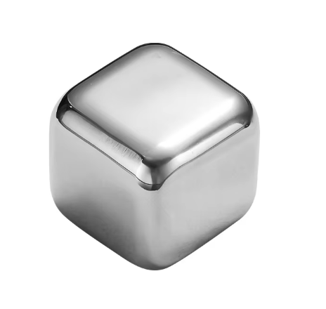 Cuatro unidades en caja con pinza para hielo plateada.