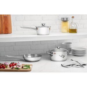 5 pezzi di lusso Set di pentole a Base Triply in acciaio inox 304 pentole di alta qualità Non rivestimento a induzione pentole utensili da cucina - Product Image 5